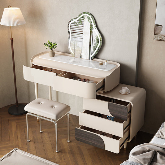 Trucco in legno bianco da 15,74 "tavolo da banco di vanità per trucco vanità largo con 2/5 cassetti