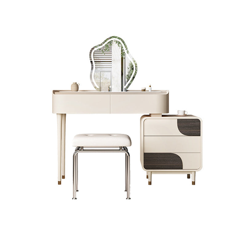 Trucco in legno bianco da 15,74 "tavolo da banco di vanità per trucco vanità largo con 2/5 cassetti