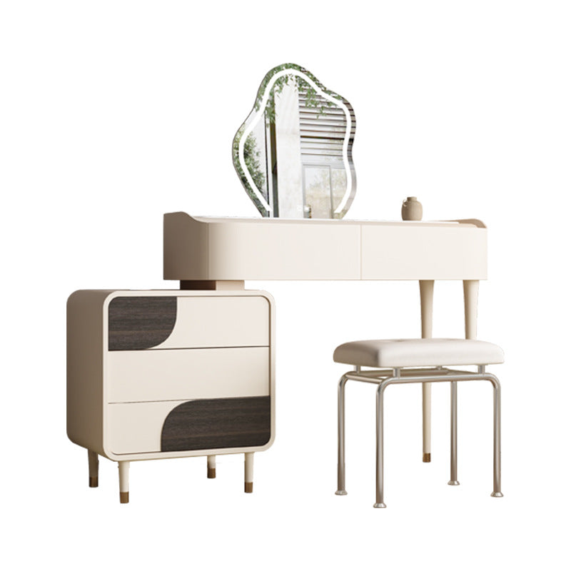 Trucco in legno bianco da 15,74 "tavolo da banco di vanità per trucco vanità largo con 2/5 cassetti