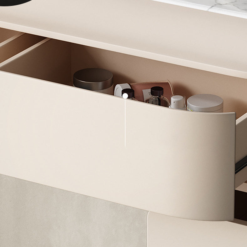 Trucco in legno bianco da 15,74 "tavolo da banco di vanità per trucco vanità largo con 2/5 cassetti