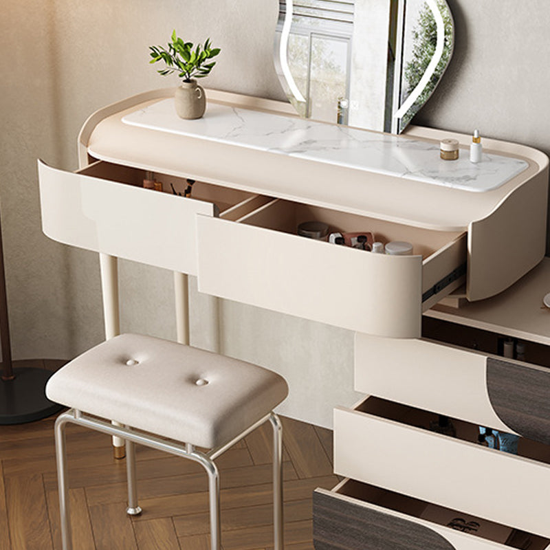 Trucco in legno bianco da 15,74 "tavolo da banco di vanità per trucco vanità largo con 2/5 cassetti