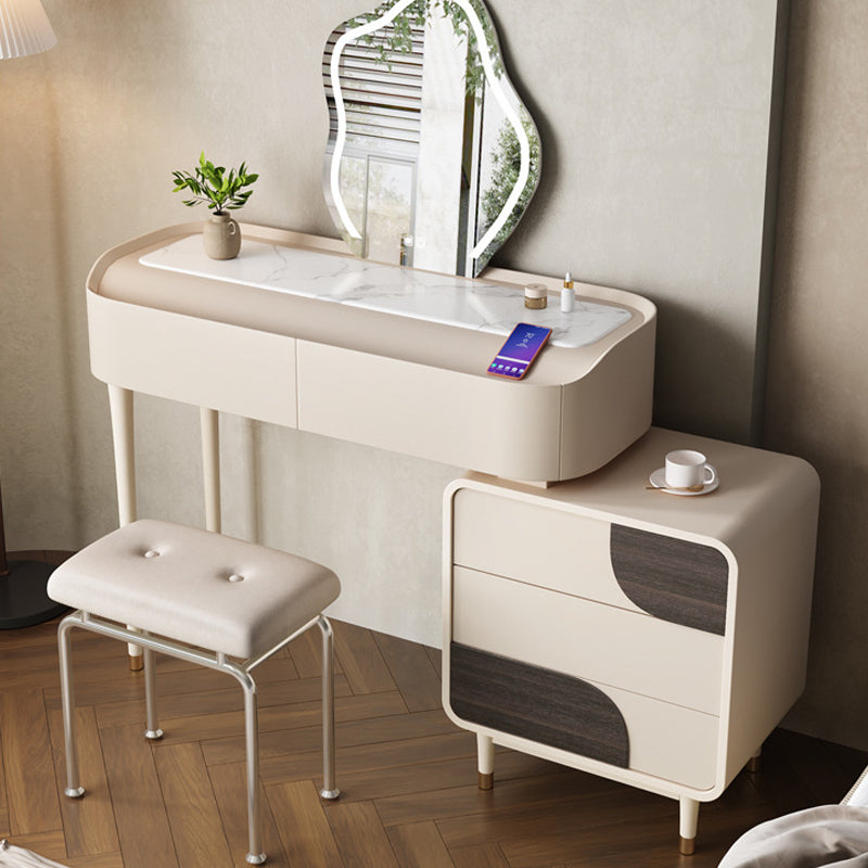 Trucco in legno bianco da 15,74 "tavolo da banco di vanità per trucco vanità largo con 2/5 cassetti