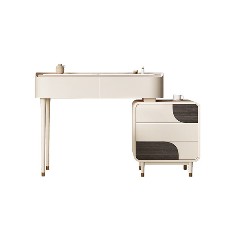 Trucco in legno bianco da 15,74 "tavolo da banco di vanità per trucco vanità largo con 2/5 cassetti