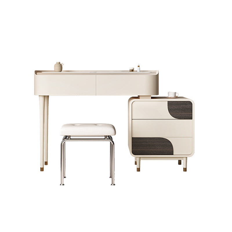 Trucco in legno bianco da 15,74 "tavolo da banco di vanità per trucco vanità largo con 2/5 cassetti