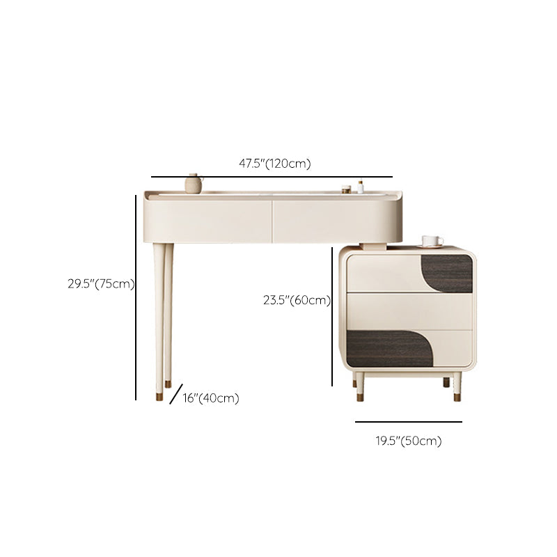 Trucco in legno bianco da 15,74 "tavolo da banco di vanità per trucco vanità largo con 2/5 cassetti