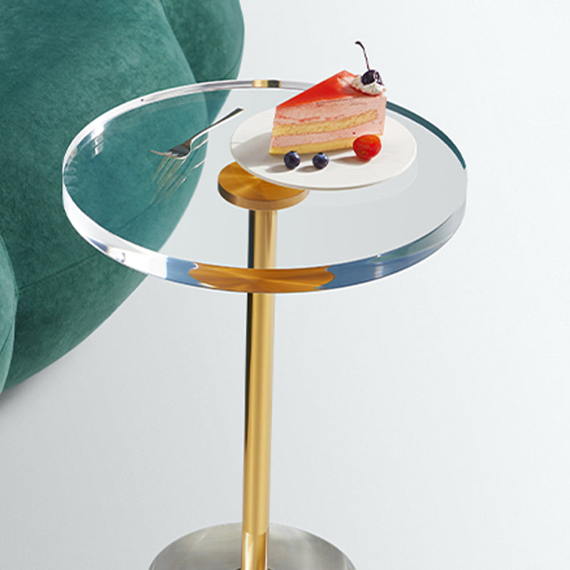 Clear Acrylic Round Side Table Set Glam Steel Pedestal End Table