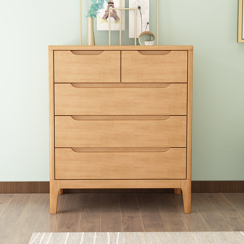5/7 - Drawer Accent Chest Rubberwood Small Chest in Brown/Natural Natural 5 Clearhalo 'Cabinets & Chests' 'cabinets_chests' 'furn' 'furn_cabinets_chests' 'Furniture' 'Living Room Furniture' 6489652