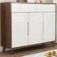 3 - Door Accent Cabinet 39.37" Tall Wood 2 - Drawer Rectangular Accent Chest Walnut White Clearhalo 'Cabinets & Chests' 'cabinets_chests' 'furn' 'furn_cabinets_chests' 'Furniture' 'Living Room Furniture' 6489677