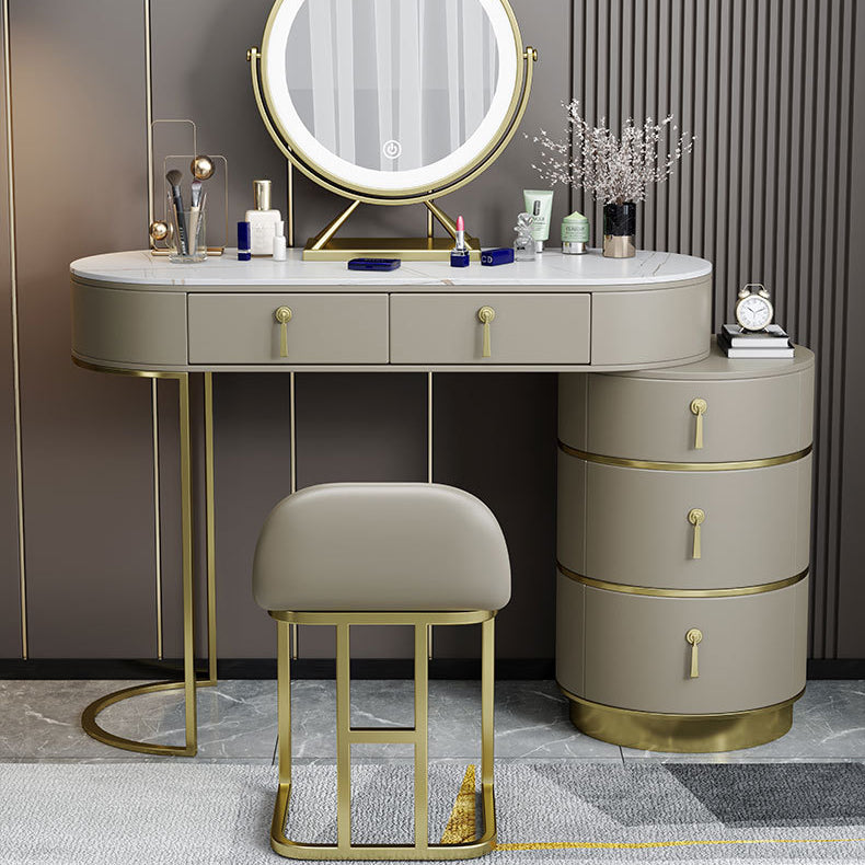 Stone Top Vanity Makeup Table with 5 Storage Drawers for Bedroom Clearhalo 'Bedroom Furniture' 'furn' 'furn_makeup_vanities' 'Furniture' 'Makeup Vanities' 'makeup_vanities' 6489748