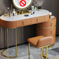 Stone Top Vanity Makeup Table with 5 Storage Drawers for Bedroom Makeup Vanity & Stools Orange Clearhalo 'Bedroom Furniture' 'furn' 'furn_makeup_vanities' 'Furniture' 'Makeup Vanities' 'makeup_vanities' 6489753