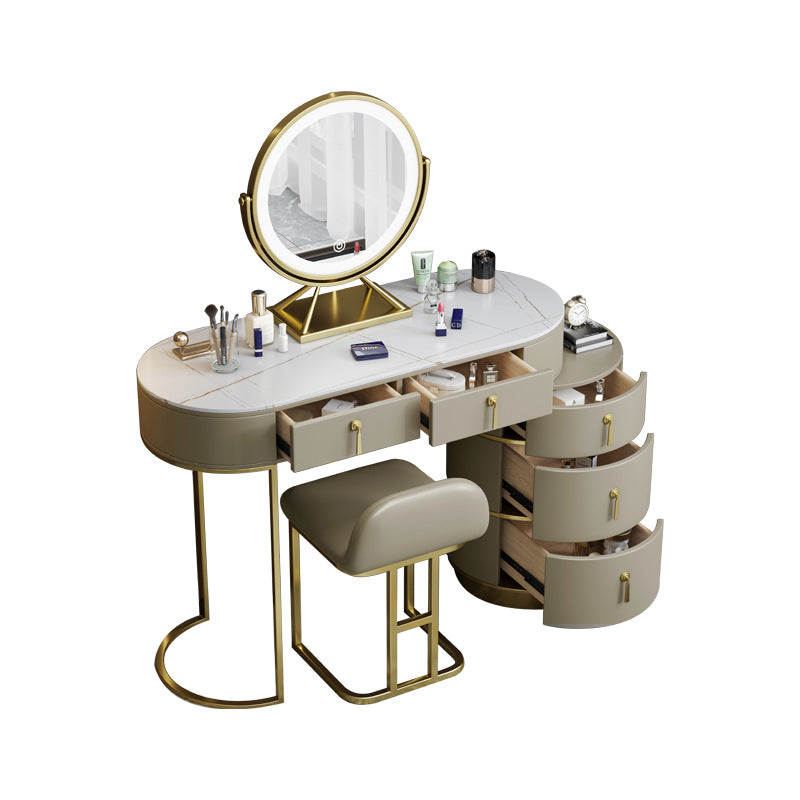 Stone Top Vanity Makeup Table with 5 Storage Drawers for Bedroom Clearhalo 'Bedroom Furniture' 'furn' 'furn_makeup_vanities' 'Furniture' 'Makeup Vanities' 'makeup_vanities' 6489757
