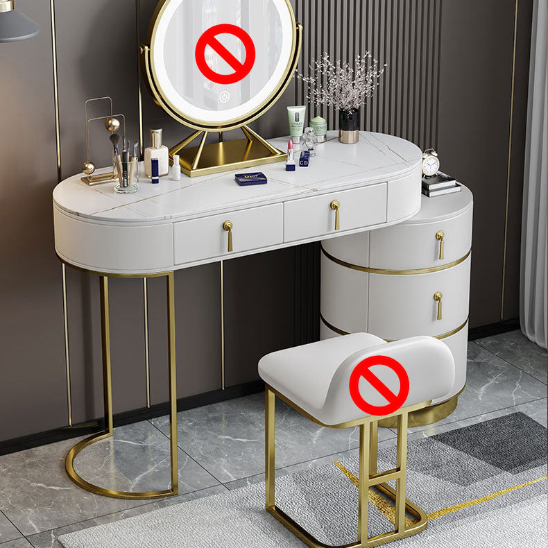 Stone Top Vanity Makeup Table with 5 Storage Drawers for Bedroom Makeup Vanity White Clearhalo 'Bedroom Furniture' 'furn' 'furn_makeup_vanities' 'Furniture' 'Makeup Vanities' 'makeup_vanities' 6489758
