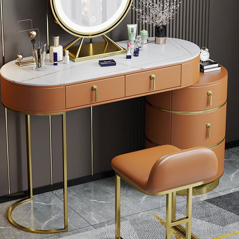 Stone Top Vanity Makeup Table with 5 Storage Drawers for Bedroom Clearhalo 'Bedroom Furniture' 'furn' 'furn_makeup_vanities' 'Furniture' 'Makeup Vanities' 'makeup_vanities' 6489763