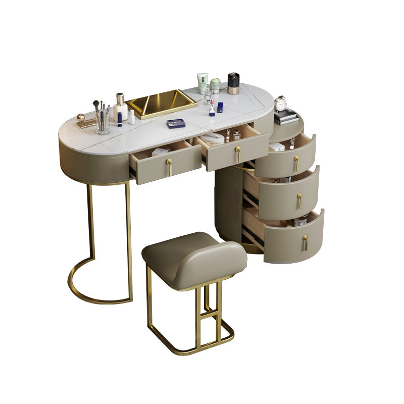 Stone Top Vanity Makeup Table with 5 Storage Drawers for Bedroom Clearhalo 'Bedroom Furniture' 'furn' 'furn_makeup_vanities' 'Furniture' 'Makeup Vanities' 'makeup_vanities' 6489764