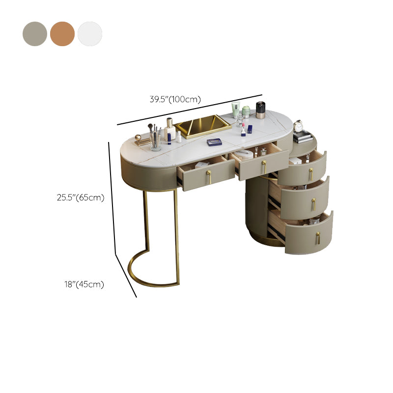 Stone Top Vanity Makeup Table with 5 Storage Drawers for Bedroom Clearhalo 'Bedroom Furniture' 'furn' 'furn_makeup_vanities' 'Furniture' 'Makeup Vanities' 'makeup_vanities' 6489766