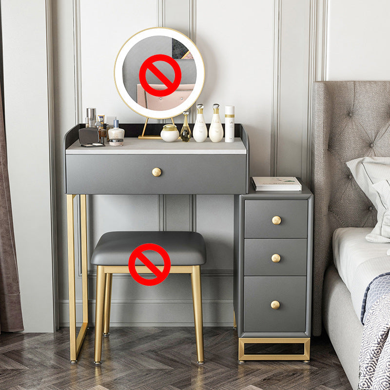 Glam Slate Top Vanity Table with 4 Drawer Dressing Table in Grey 31"L x 16"W x 33"H Clearhalo 'Bedroom Furniture' 'furn' 'furn_makeup_vanities' 'Furniture' 'Makeup Vanities' 'makeup_vanities' 6489770
