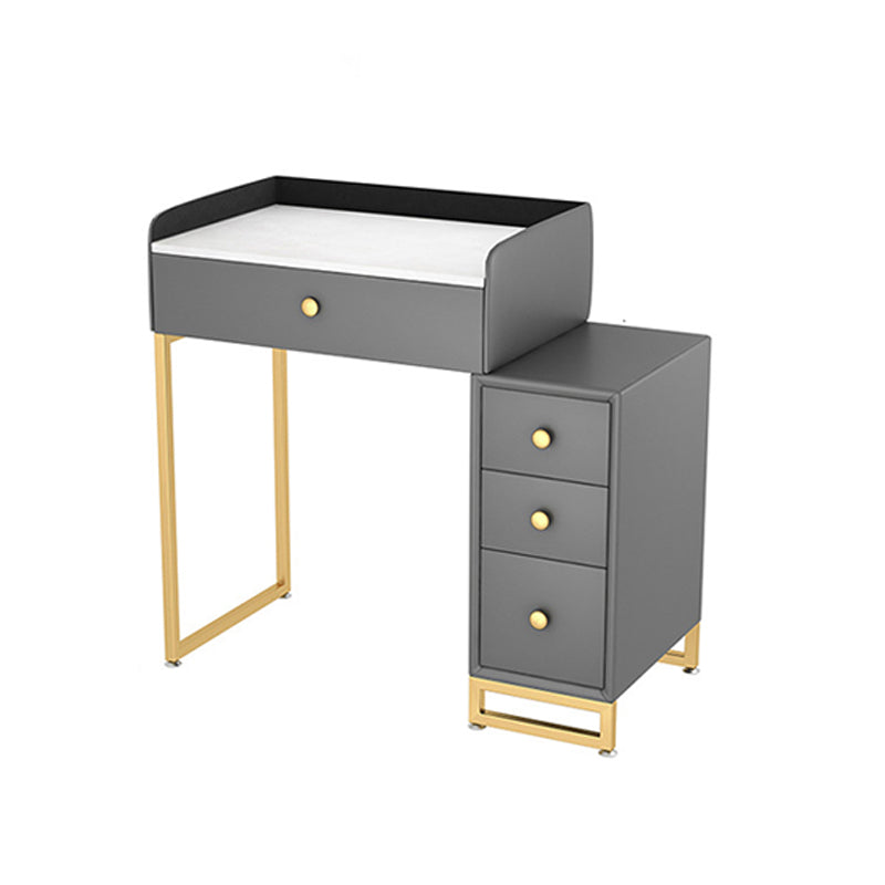 Glam Slate Top Vanity Table with 4 Drawer Dressing Table in Grey Clearhalo 'Bedroom Furniture' 'furn' 'furn_makeup_vanities' 'Furniture' 'Makeup Vanities' 'makeup_vanities' 6489774