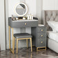 Glam Slate Top Vanity Table with 4 Drawer Dressing Table in Grey Clearhalo 'Bedroom Furniture' 'furn' 'furn_makeup_vanities' 'Furniture' 'Makeup Vanities' 'makeup_vanities' 6489778