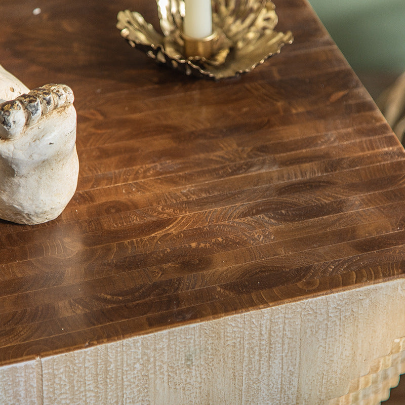 Tavolo laterale rustico in legno da 23,62 pollici Tavolino naturale in finitura in difficoltà