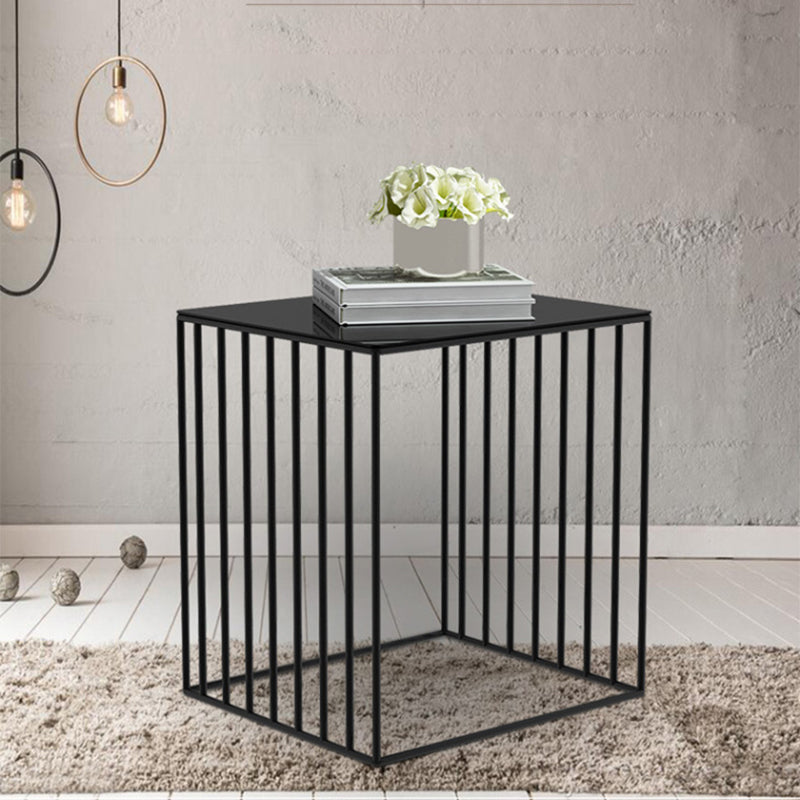 Mid-Century Metal Frame Rectangular Metal Wrap Living Room Side Table Black 1 Clearhalo 'Coffee & Accent Tables' 'End & Side Tables' 'end_side_tables' 'furn' 'furn_end_side_tables' 'Furniture' 'Living Room Furniture' 6489881