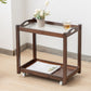 Contemporary Solid Wood with Shelf Rectangular Double Tier Side Table Nut-Brown Reeded Glass 1 Clearhalo 'Coffee & Accent Tables' 'End & Side Tables' 'end_side_tables' 'furn' 'furn_end_side_tables' 'Furniture' 'Living Room Furniture' 6489944