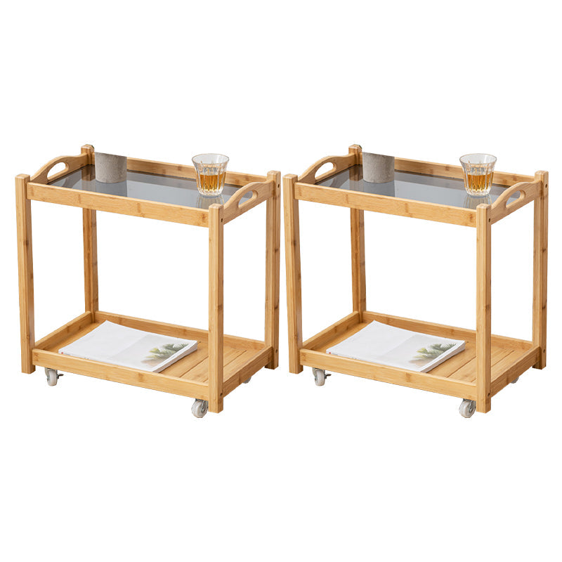 Contemporary Solid Wood with Shelf Rectangular Double Tier Side Table Natural Glass 2 Clearhalo 'Coffee & Accent Tables' 'End & Side Tables' 'end_side_tables' 'furn' 'furn_end_side_tables' 'Furniture' 'Living Room Furniture' 6489951