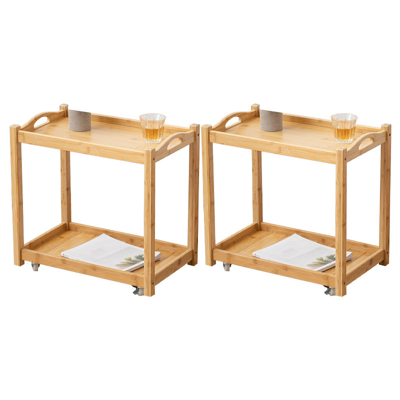 Contemporary Solid Wood with Shelf Rectangular Double Tier Side Table Natural Wood 2 Clearhalo 'Coffee & Accent Tables' 'End & Side Tables' 'end_side_tables' 'furn' 'furn_end_side_tables' 'Furniture' 'Living Room Furniture' 6489955