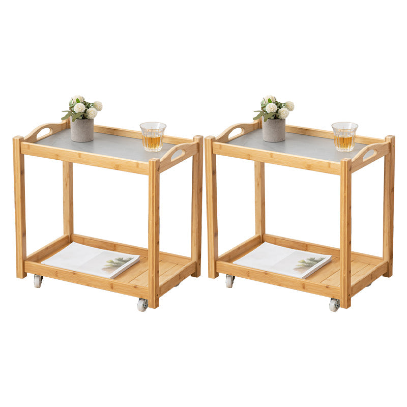 Contemporary Solid Wood with Shelf Rectangular Double Tier Side Table Natural Stone 2 Clearhalo 'Coffee & Accent Tables' 'End & Side Tables' 'end_side_tables' 'furn' 'furn_end_side_tables' 'Furniture' 'Living Room Furniture' 6489959