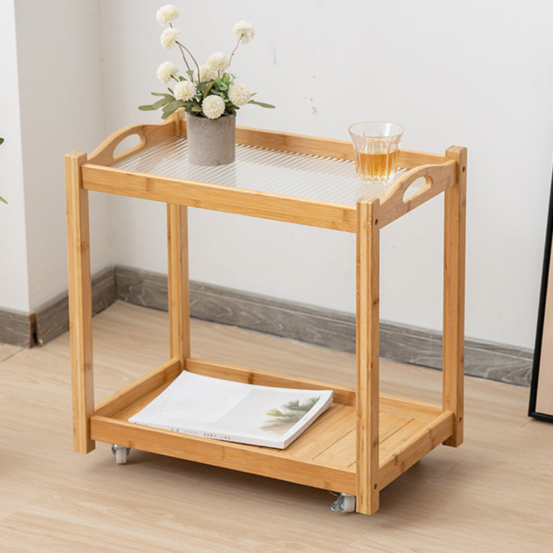 Contemporary Solid Wood with Shelf Rectangular Double Tier Side Table Natural Reeded Glass 1 Clearhalo 'Coffee & Accent Tables' 'End & Side Tables' 'end_side_tables' 'furn' 'furn_end_side_tables' 'Furniture' 'Living Room Furniture' 6489960