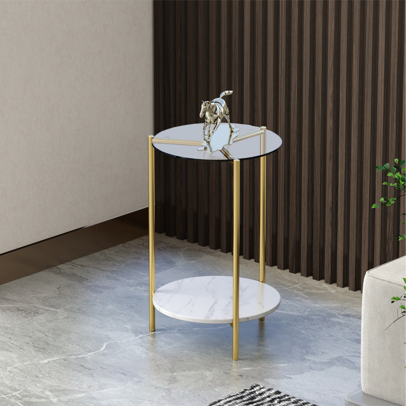 23.62 "Mesa lateral de altura Modernismo Gold Glass Top Table
