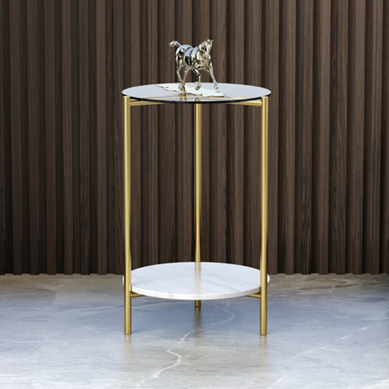 23.62 "Mesa lateral de altura Modernismo Gold Glass Top Table