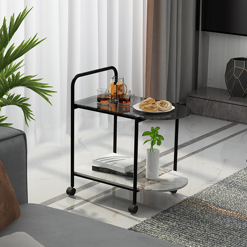 Modern Glass Top Side Table 27.55-inch 4 Legs End Table with Casters