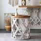Rustic Drum Side Table Solid Wood Sofa Side Accent Table in Distressed White Clearhalo 'Coffee & Accent Tables' 'End & Side Tables' 'end_side_tables' 'furn' 'furn_end_side_tables' 'Furniture' 'Living Room Furniture' 6490082