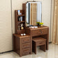 Traditional Solid Wood Make-up Vanity with Mirror and Stool,6 Drawers Makeup Vanity & Mirror & Stools Walnut Left Clearhalo 'Bedroom Furniture' 'furn' 'furn_makeup_vanities' 'Furniture' 'Makeup Vanities' 'makeup_vanities' 6490136