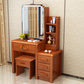 Traditional Solid Wood Make-up Vanity with Mirror and Stool,6 Drawers Makeup Vanity & Mirror & Stools Brown Right Clearhalo 'Bedroom Furniture' 'furn' 'furn_makeup_vanities' 'Furniture' 'Makeup Vanities' 'makeup_vanities' 6490138