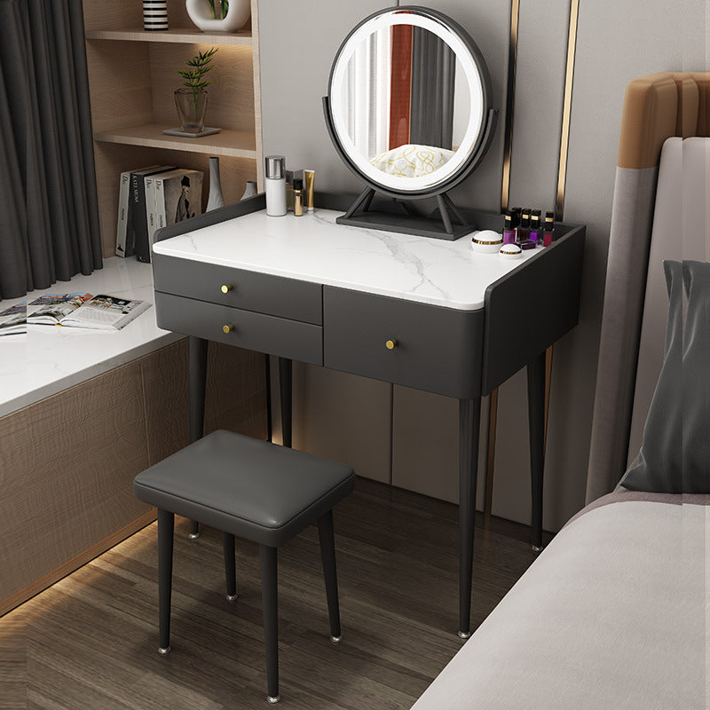 3 Drawers Make-up Vanity with Stool Stone Top Modern Dressing Table