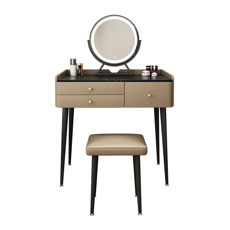 3 Drawers Make-up Vanity with Stool Stone Top Modern Dressing Table