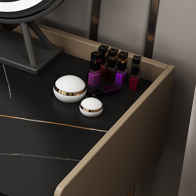 3 Drawers Make-up Vanity with Stool Stone Top Modern Dressing Table