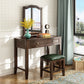 Vanity Set with 2 Storage Drawers 18.42" Wide Dresser with Mirror and Padded Stool