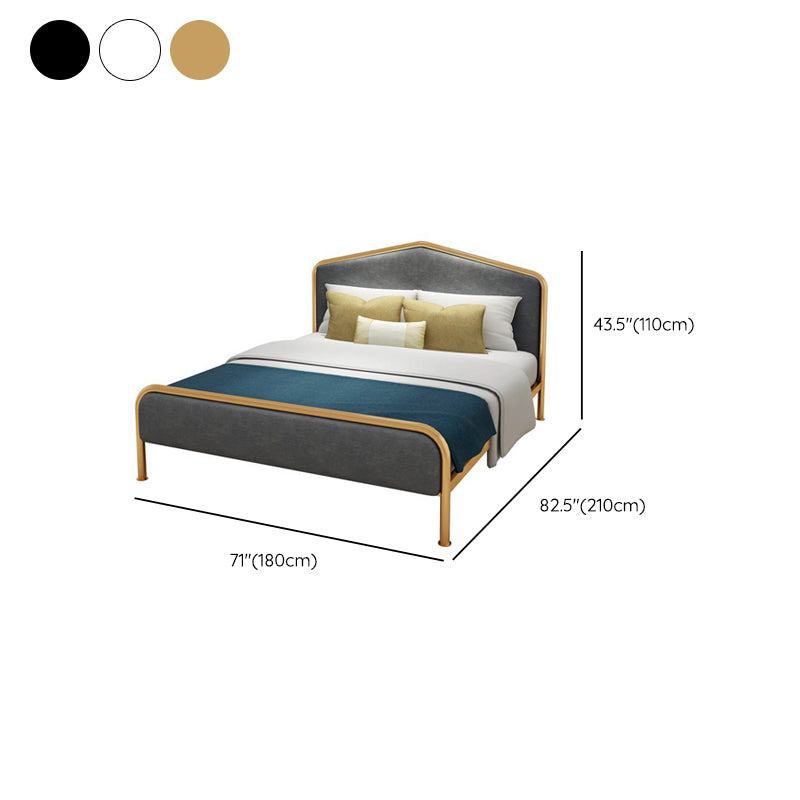 Modern Standard Bed Foam Slat Bed with Upholstered Headboard