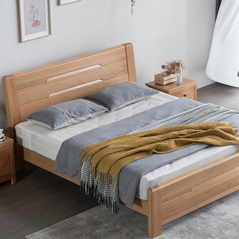 Modern Solid Wood Panel Bed Natural Rectangular Standard Bed with Headboard Clearhalo 'Bedroom Furniture' 'Beds' 'furn' 'furn_beds' 'Furniture' 6490379