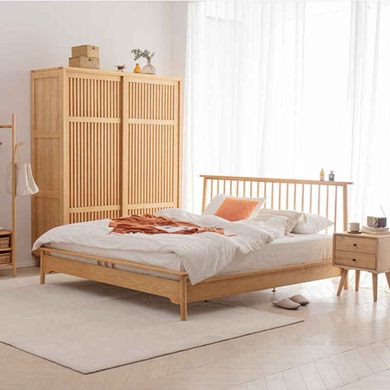 Letto a frammento aperto in legno massiccio letto standard di cenere contemporanea con gambe