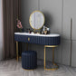 Marble Vanity Table with 1 Storage Drawer Glam Makeup Table for Bedroom Makeup Vanity & Mirror & Stools Navy Blue Clearhalo 'Bedroom Furniture' 'furn' 'furn_makeup_vanities' 'Furniture' 'Makeup Vanities' 'makeup_vanities' 6490484