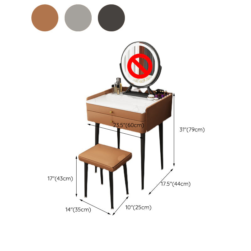 Table de vanité en pierre avec 2 tiroirs de rangement 17,32 "de large table de maquillage de large