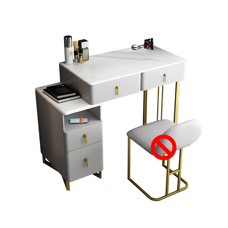 Glam Stone Vanity Table with 4 Storage Drawers 15.74" Wide Makeup Table Clearhalo 'Bedroom Furniture' 'furn' 'furn_makeup_vanities' 'Furniture' 'Makeup Vanities' 'makeup_vanities' 6490523