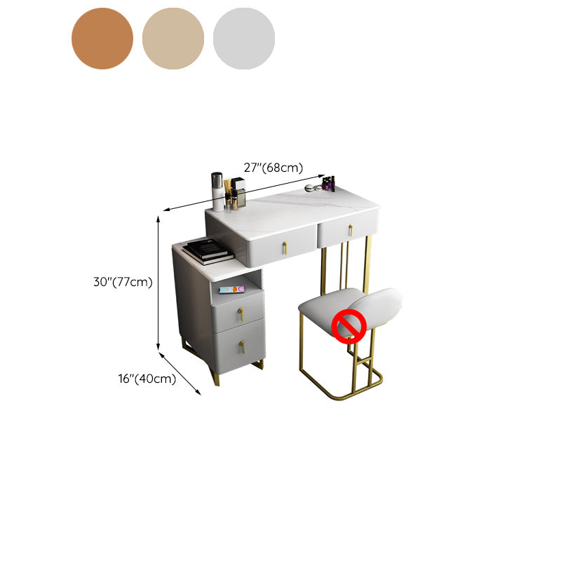 Glam Stone Vanity Table with 4 Storage Drawers 15.74" Wide Makeup Table Clearhalo 'Bedroom Furniture' 'furn' 'furn_makeup_vanities' 'Furniture' 'Makeup Vanities' 'makeup_vanities' 6490532