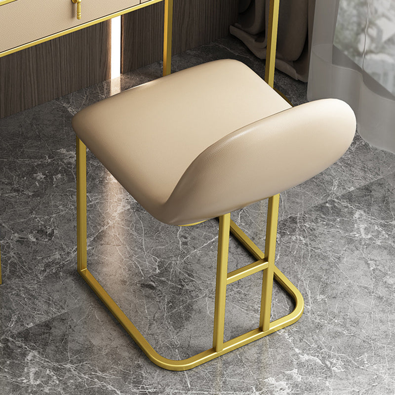 Mesa de tocador de pino glam con heces y 2 cajones de 15.74 "mesa de maquillaje ancha