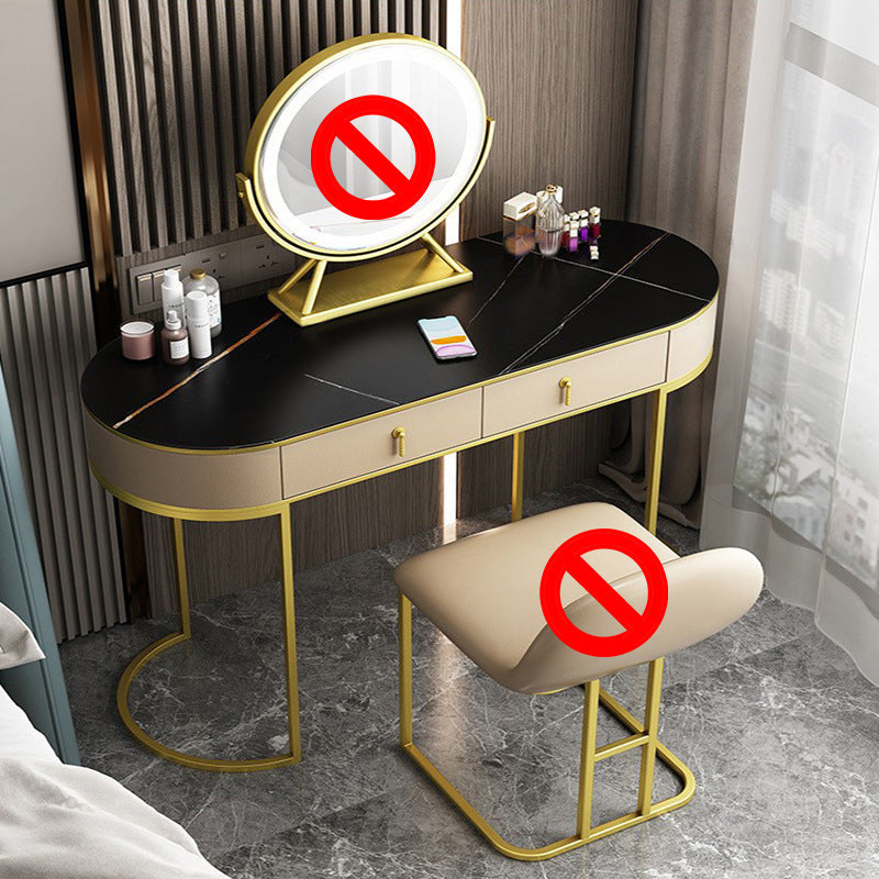 Mesa de tocador de pino glam con heces y 2 cajones de 15.74 "mesa de maquillaje ancha