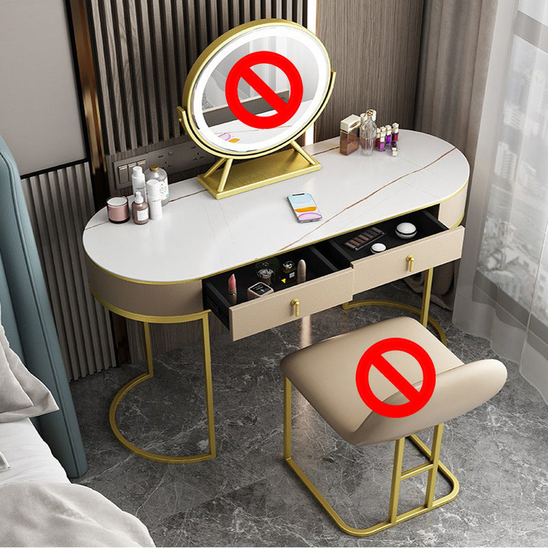 Mesa de tocador de pino glam con heces y 2 cajones de 15.74 "mesa de maquillaje ancha