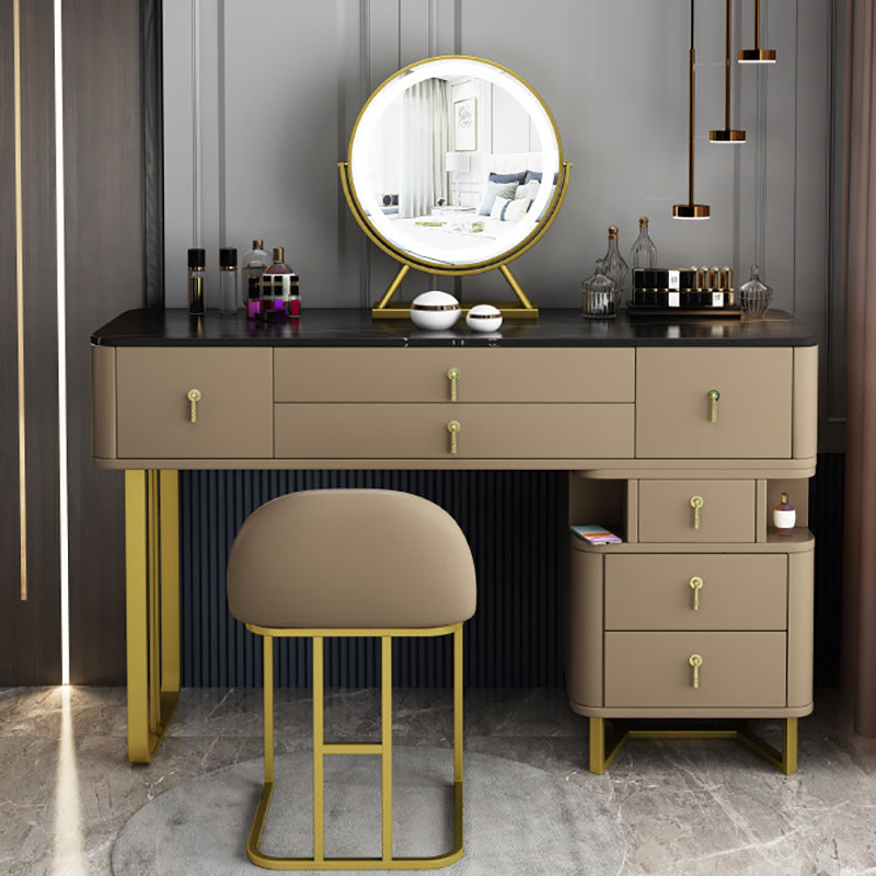 Glam Stone ijdelheidstabellen 15,74 "brede make -uptafel met 7 opbergladen